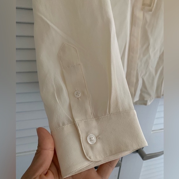 Garnet Hill Ivory Silk Blouse 12 - Picture 4 of 7